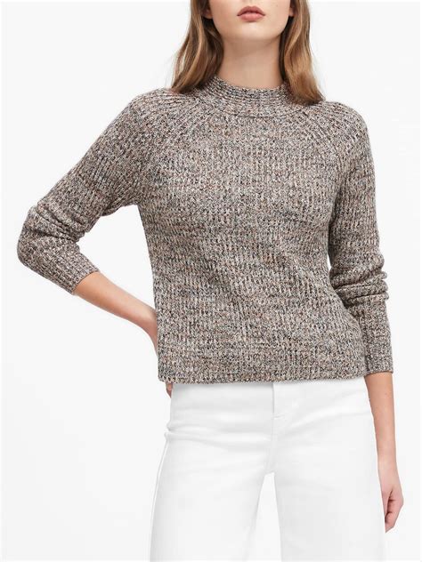 Marled Mock Neck Sweater Banana Republic