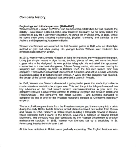 Free 7 Sample Company History Templates In Pdf Ms Word Ppt