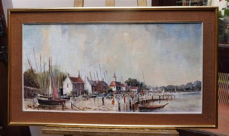 Antiques Atlas Large Dockside View Listed Artist Ira Englefield