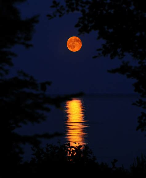 Rising Moon Over Lake Michigan Bob Flickr