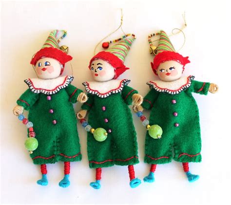 Christmas Tree Ornament Fun Christmas Elf Felt Art Doll Felt Etsy