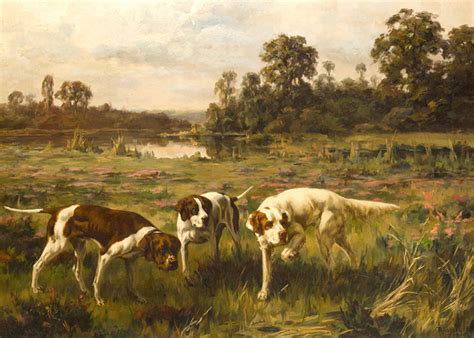 Art Prints Of Three Hunting Dogs Stalking Game By Percival Leonard Rosseau