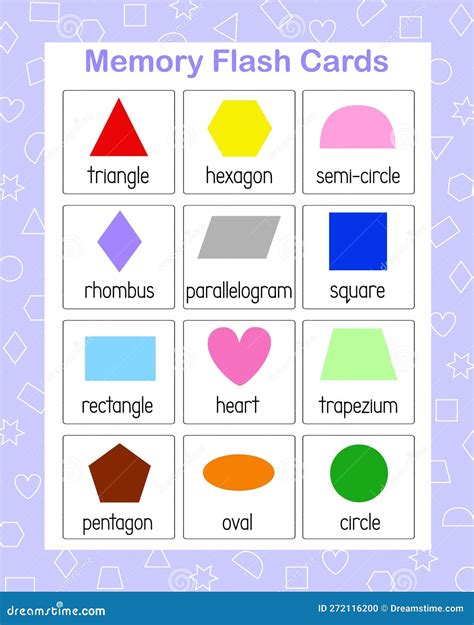 Memory Game Geometry Shapes Of Different Color English Vocabulary