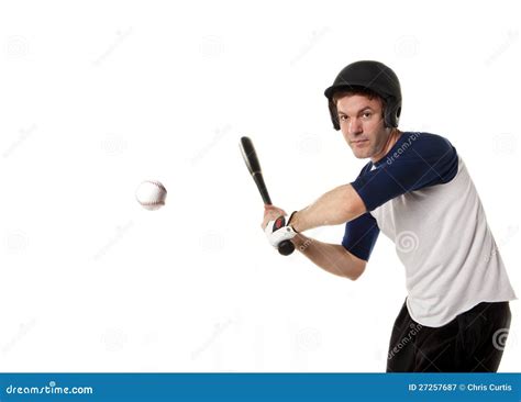 Baseball Or Softball Player Hitting A Ball Stock Image Image Of