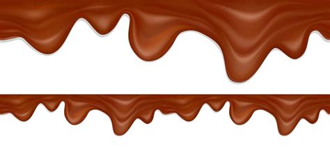 Realistic Vector Melted Chocolate Seamless Horizontal Border Flowing