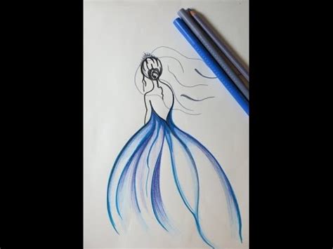 Since its appearance barbie has become the most playful friend. DIY Drawing a Girl with Blue Dress. Beautiful Drawings ...