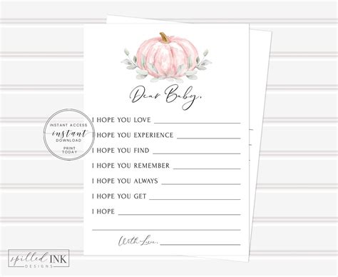 Dear Baby Baby Shower Game Fall Pumpkin Games For Baby Etsy