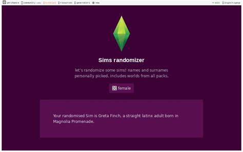 Sims Randomizer ― Perchance Generator