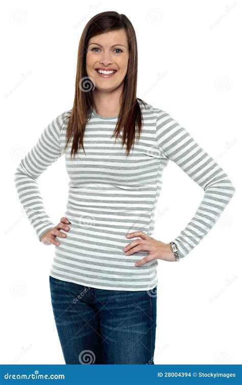 Trendy Woman Posing With Hands On Her Waist Stock Photo Image Of