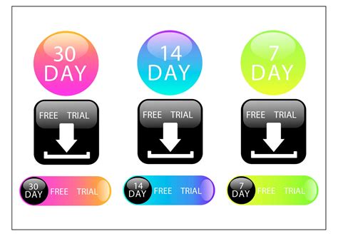 Internet download manager (idm ou idman) peut augmenter la vitesse de téléchargement jusqu'à 5 fois. Colorful 30 Days Free Trial Button Vector Set - Download Free Vectors, Clipart Graphics & Vector Art