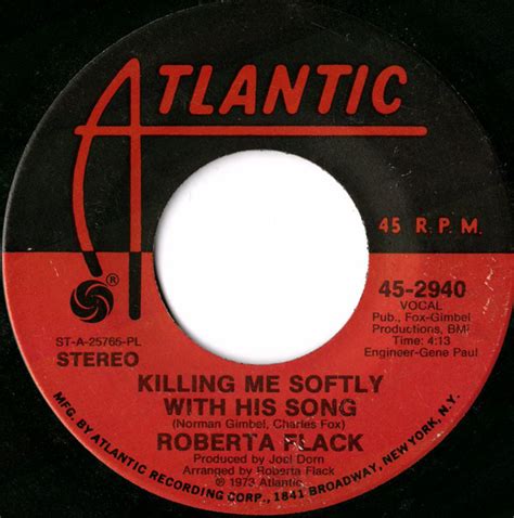 Roberta Flack Killing Me Softly With His Song 1973 Plastic Products