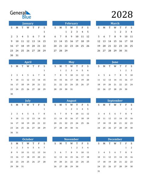 2028 Calendar Pdf Word Excel