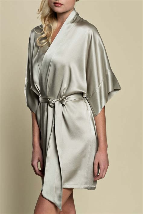 samantha silk kimono robe in silver platinum grey style 300