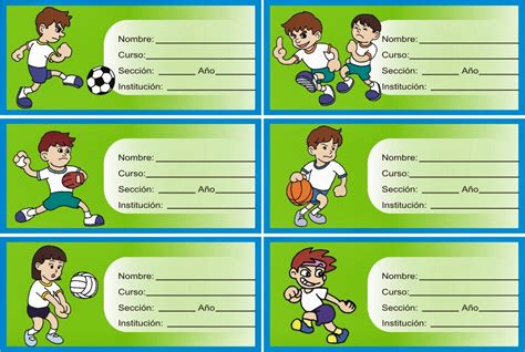 Etiquetas Para Cuadernos Etiquetas De Deportes Para Cuaderno