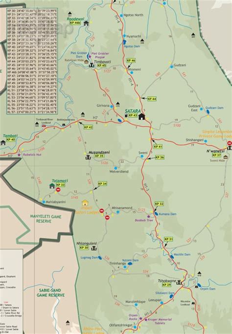 Kruger National Park Map Digital Pdf Map Gps Coordinates