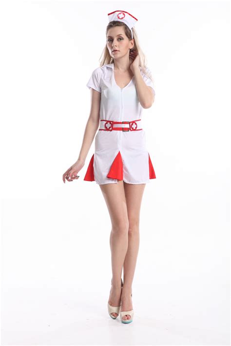Free Shipping Summers Womens Naughty Nurse Outfit White Red Sexy Fancy