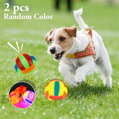 Legendog 2pcs Dog Chew Balls With Light Squeaky Spiky Dogs Ball Toy