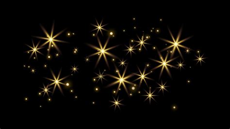 Gold Glittering Dots Sparkles Particles And Stars On A Black
