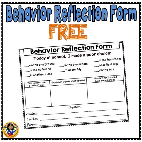 A Simple Behavior Reflection Form I Use With My Students Behavior