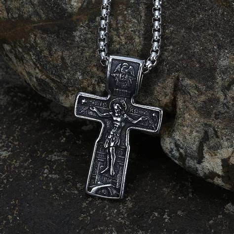 Retro Jesus Crucifixion Cross Necklace For Men Women L Stainless