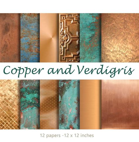 Copper And Verdigris Digital Papers 12 Digital Printable Etsy