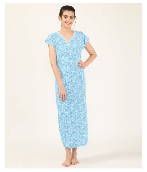 Buy V2 Cotton Nighty And Night Gowns Blue Online At Best Prices In India Snapdeal