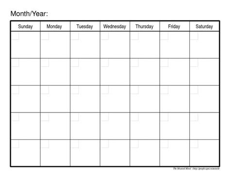 Blank Monthly Calendar To Print Blank Monthly Call Schedule Printable