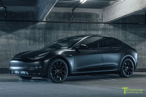 Tsportline Unveils The Completed Matte Black Model 3 Teslamotors