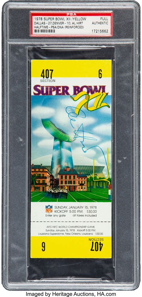1978 Super Bowl Xii Full Ticket Psa Authentic Football Lot