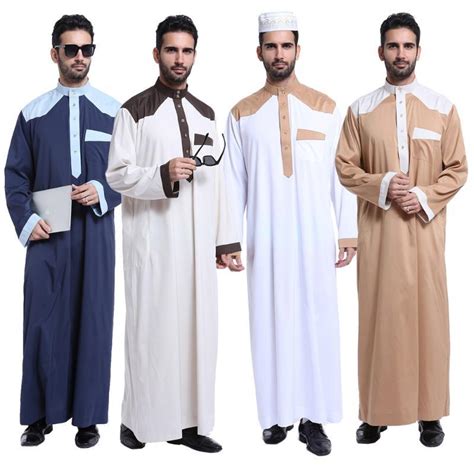 2021 Muslim Dress Arab Middle Eastern Mens Long Sleeve Robe Abaya
