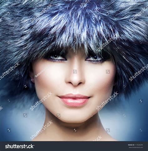 Fur Fashion Beautiful Girl Fur Hat Stock Photo 117630295 Shutterstock