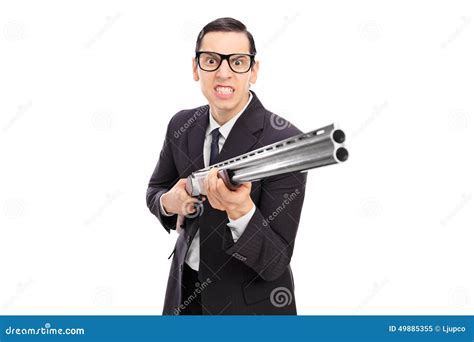 Angry Businessman Holding A Shotgun Stock Image Image Of Revenge