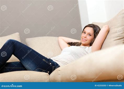 Woman Relaxing On The Couch Stock Image Image Of Girl Relaxing 42253203