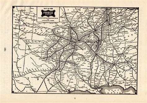 1903 Antique Frisco Lines Railway System Map Frisco Lines Railroad Map
