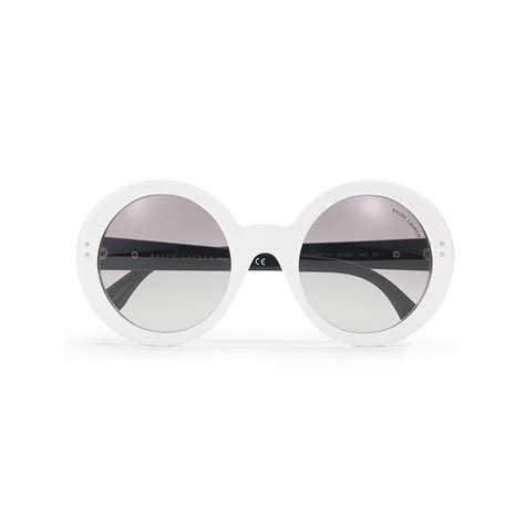 Ralph Lauren Round Eye Sunglasses In White For Men Whiteblack Lyst