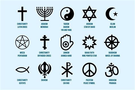 Religious Signs Set Icons Of Religion And Faith Vector Art At