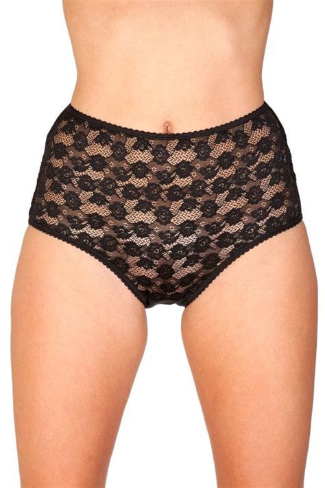 New Ladies Camille Black Floral Lace Front Womens Maxi Brief Knickers