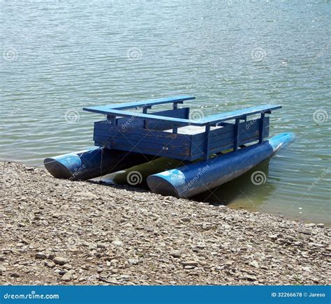 Old Wooden Pontoon Boat On Lake Royalty Free Stock Photos Image 32266678