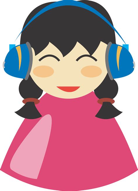 Clipart Cute Girl With Headphone