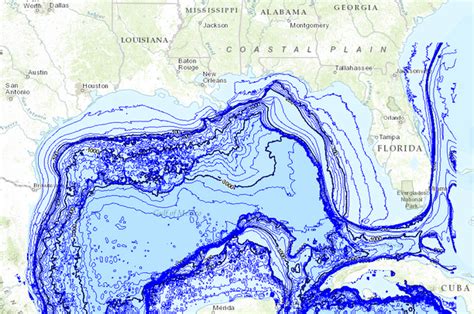 Bathymetric Contours Gulf Of Mexico Gulf Coastal Plains And Ozarks