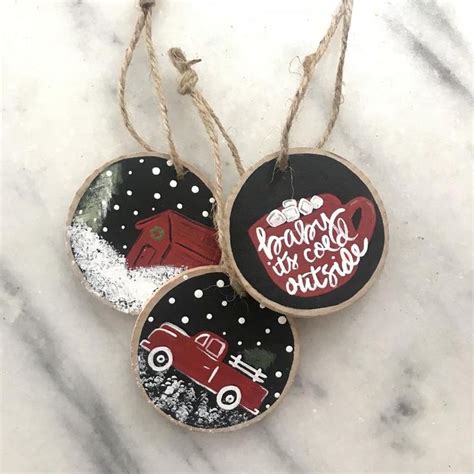 Mini Wood Slice Christmas Ornaments