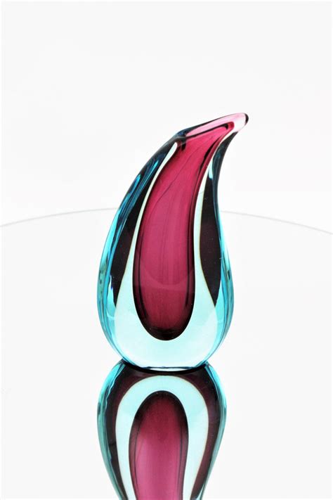Flavio Poli Seguso Murano Blue And Purple Sommerso Glass Teardrop Vase At 1stdibs