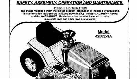 Murray 42583X9A User Manual LAWN MOWER 16.5 H.P. 42 Manuals And Guides