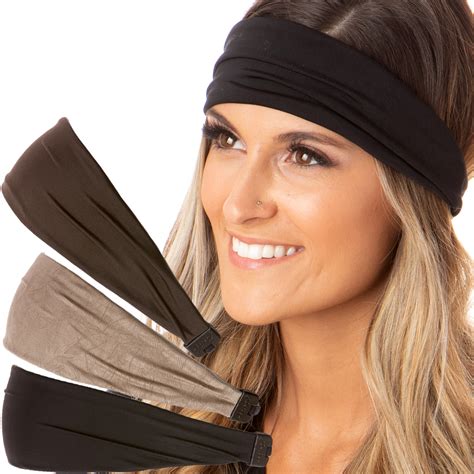 Hipsy Adjustable And Stretchy Xflex Fashion Sport Headbands 3 Pack For