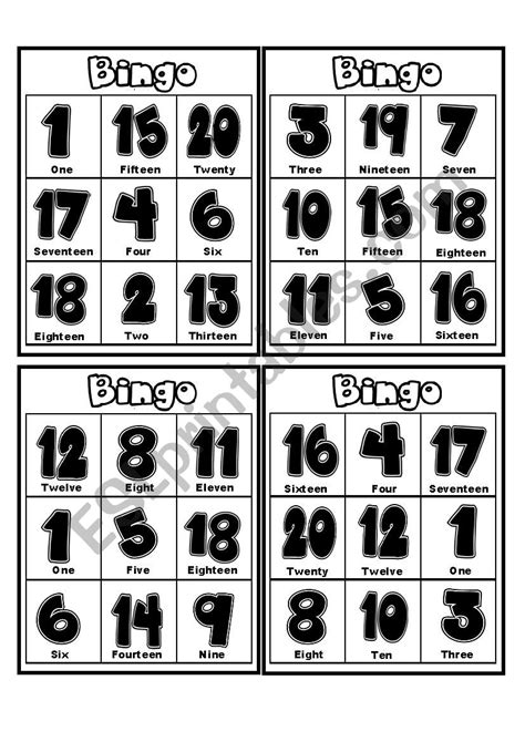 Numbers Bingo It Includes 24 Cards Esl Worksheet By Lupiscasu