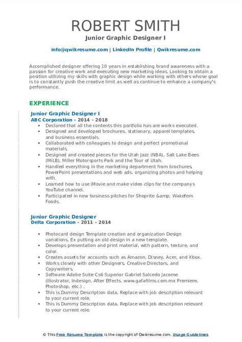 The measurable achievements will make hiring managers ooh and ahh. Junior Graphic Designer Resume Samples | QwikResume