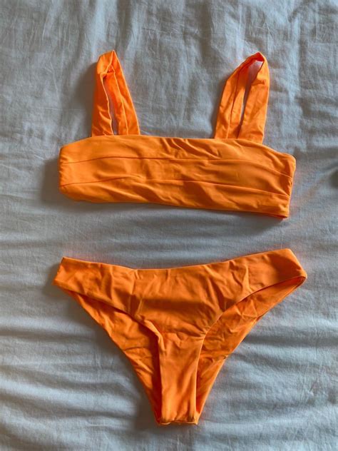 Zaful Neon Orange Bikini Set Womens Fashion Swimwear Bikinis
