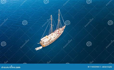 Aerial View Of Sailling Boat Stock Photo Image Of Summer Seascape