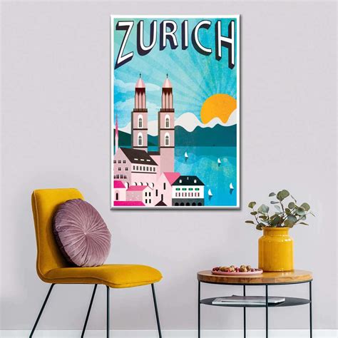 Zurich Tourism Vintage Poster Wall Art Digital Art