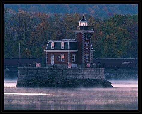 The Hudson Athens Lighthouse On The Hudson River New York Sunrise